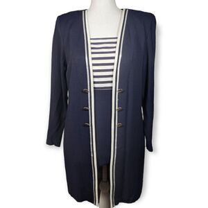 PETITE PERCEPTIONS VINTAGE NAVY & WHITE DRESS SZ.10 EUC